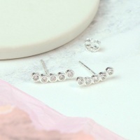 Sterling Silver Stud Earrings with a CZ Crystal Line by Peace Of Mind