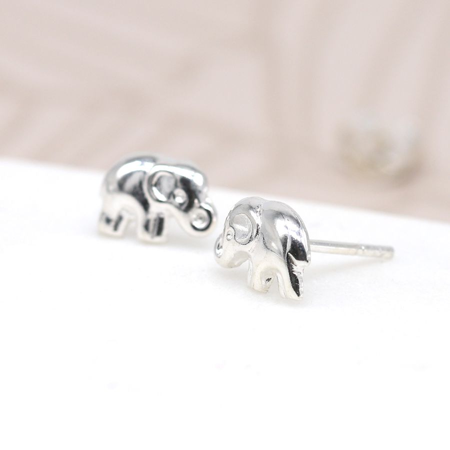 Sterling silver elephant stud earrings deals