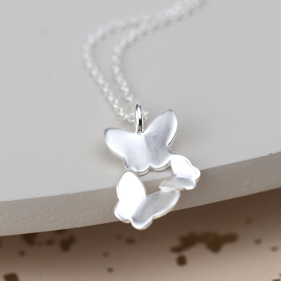 Sterling silver on sale butterfly pendant necklace