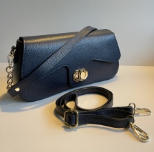 Navy Blue Duo Strap Leather Handbag by Hilly Horton Home