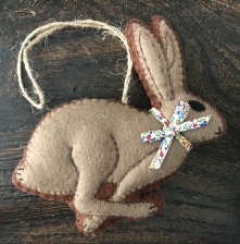 Hand Crafted Felt Running Hare with Liberty Bow