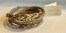 Multi Shade Braided Brass Leather Bracelet