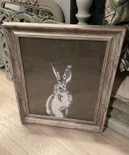 Exclusive Framed Embroidery ''Hermoine  Hare by Ema Corcoran for Hilly Horton Home