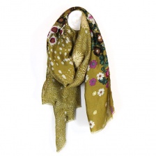 Olive and Gold Floral Firework Scarf by Peace of Mind