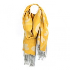 Vibrant Mustard Jaquard Hearts Reversible Scarf by Peace of Mind