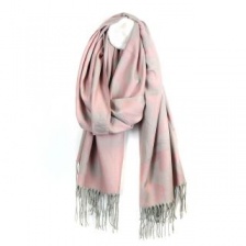 Pink & Grey Jaquard Hearts Reversible Scarf by Peace of Mind