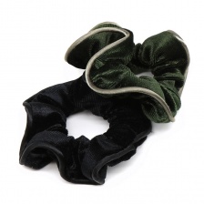 Olive Green & Black Velvet Scrunchie Duo by Peace of Mind