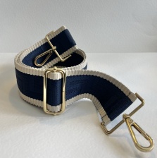 Woven Handbag Strap, Navy Blue & Cream Embossed for Hilly Horton Home