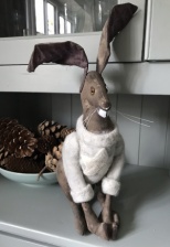 Hand Crafted Textile Hare in Felt Star Sweater by Ema Corcoran at The Hare in The Sweater