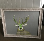 Framed Embroidery ''Green Stag'' by Ema Corcoran at The Hare in The Sweater