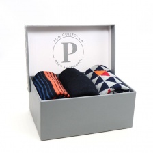 Gents Black & Orange Mix Stripe Triangle Bamboo Sock Trio by Peace of Mind