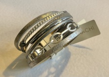 Brink Chain Link Leather Bracelet Grey & Silver