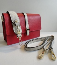 Compact, Duo Strap, Contrast Red Leather Bag by Horton Home