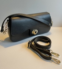 Black Duo Strap Leather Handbag by Hilly Horton Home