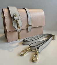 Compact, Duo Strap, Contrast Soft Pink Leather Bag by Horton Home