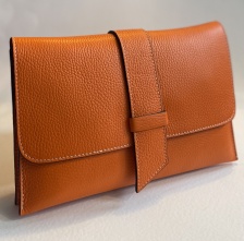 Burnt Orange Italian Leather, Clutch Handbag for Hilly Horton Home