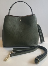 Olive Green Leather Tassle Handbag for Hilly Horton Home