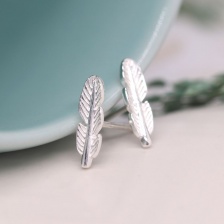Sterling Silver Feather Stud Earrings by Peace of Mind