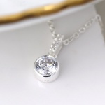 Sterling Silver CZ Crystal Drop and Bar Necklace by Peace Of Mind